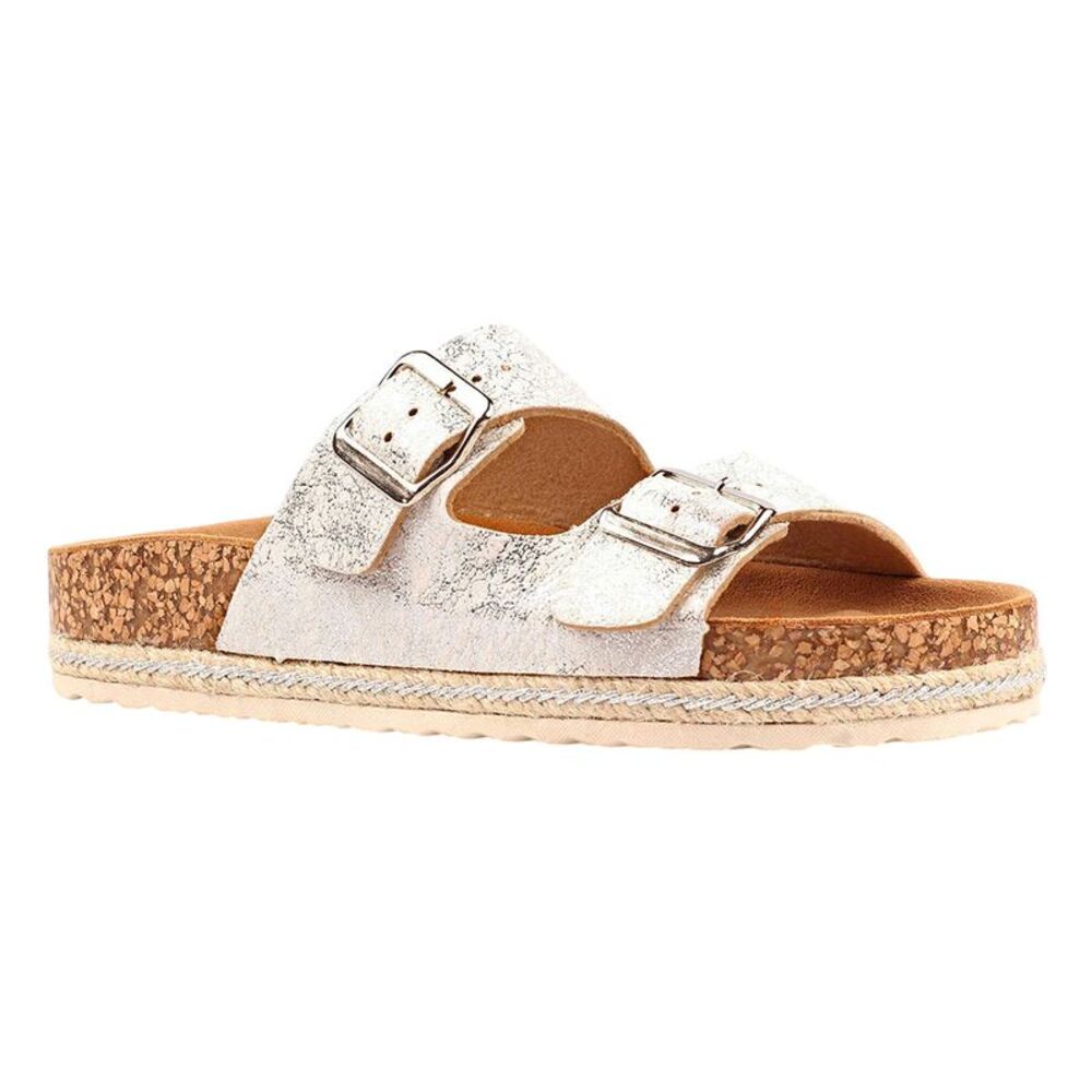 Lunar Womens/Ladies Soda Leather Sandals / Silver